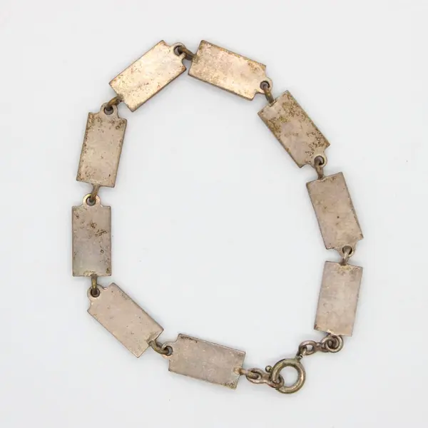 Vintage Silver-Tone Norse-Style Figural Panel Link Bracelet 7.5in