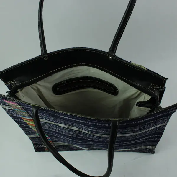 Lady Faith Woven Striped Textile Tote Handbag Shoulder Bag