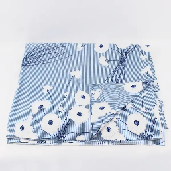 Vintage Springmaid Blue White Floral Cotton Double Bed Sheet