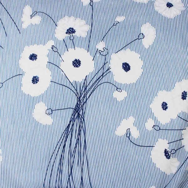 Vintage Springmaid Blue White Floral Cotton Double Bed Sheet