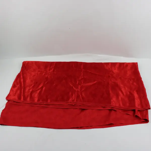 Piece of Red Chinese Floral Jacquard Satin Fabric, Tone-on-Tone Pattern 70"x58" 