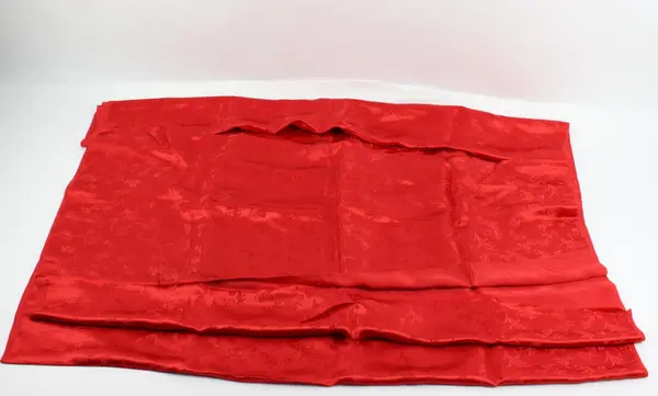 Piece of Red Chinese Floral Jacquard Satin Fabric, Tone-on-Tone Pattern 70"x58" 