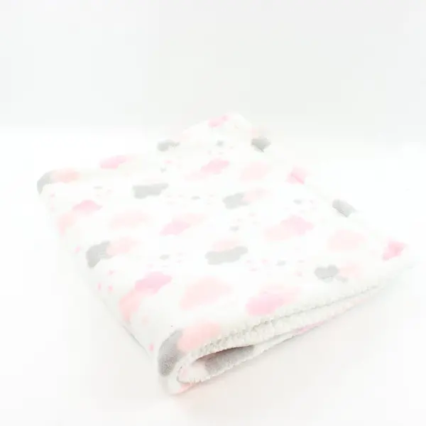 SL Home Fashions Inc Baby Plush Fleece Blanket Pink Gray Stars