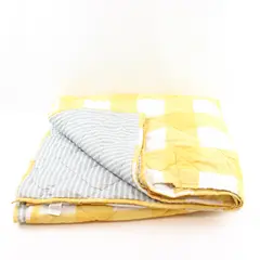 Mainstays King Comforter Yellow White Large Check Gray White Striped Reverse