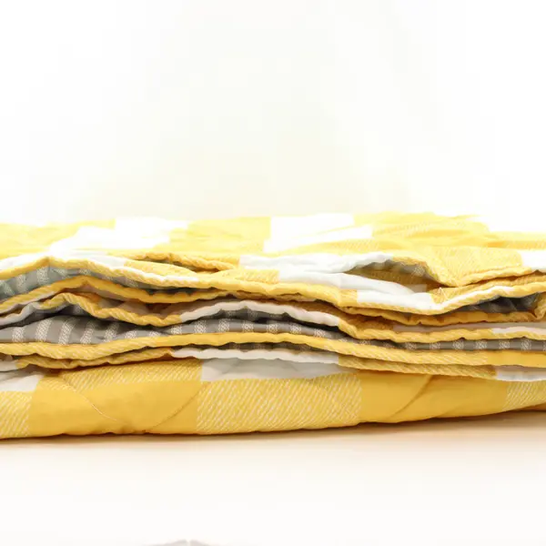 Mainstays King Comforter Yellow White Large Check Gray White Striped Reverse
