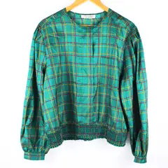 Laura & Jayne Women's Est Large Pullover Green Red Yellow Rope Grid Print