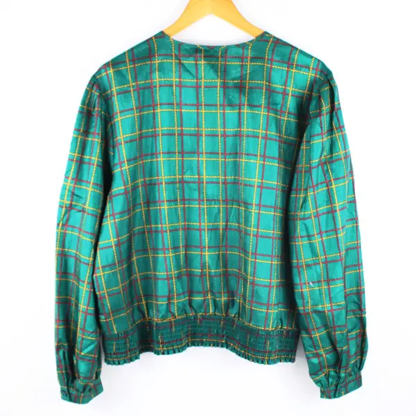 Laura & Jayne Women's Est Large Pullover Green Red Yellow Rope Grid Print
