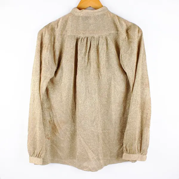 Vintage Organically Grown by ARPEJA Women's Sparkly Gold Long Sleeve Shirt M