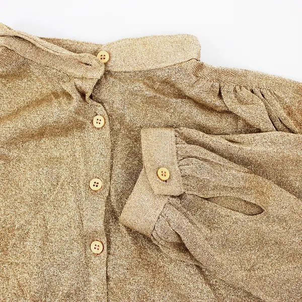 Vintage Organically Grown by ARPEJA Women's Sparkly Gold Long Sleeve Shirt M