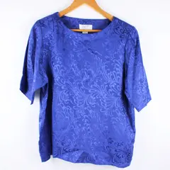 TJW by Mervyn's Purple Silk Leaf Jacquard Blouse Size 14