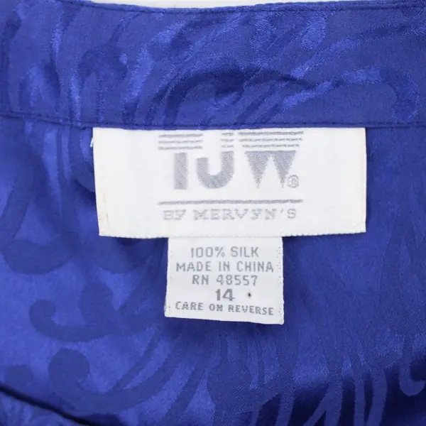 TJW by Mervyn's Purple Silk Leaf Jacquard Blouse Size 14