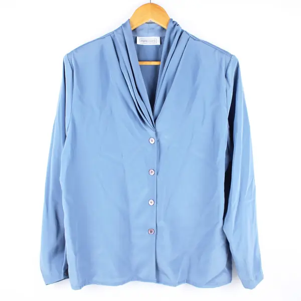 Impressions of California Women's Blue Button-Up Blouse Size L