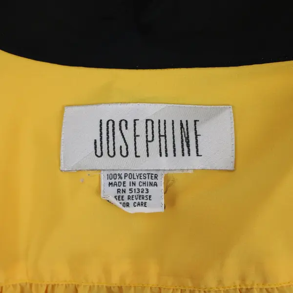 Women's Yellow Black Collar Long Sleeve Double Button Front Blouse 14