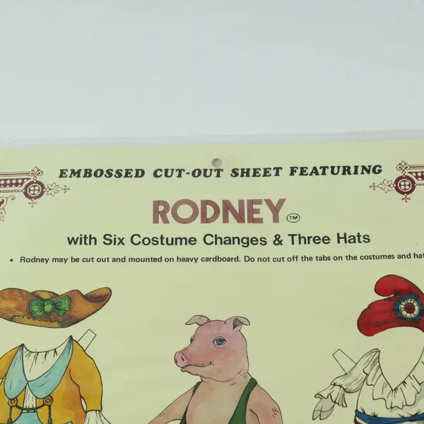1986 Merrimack Rodney Paper Doll Sheet No 50792 6 Costumes 3 Hats