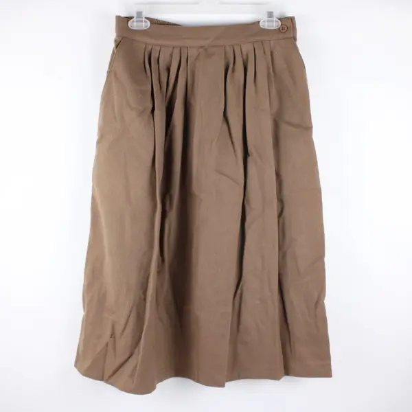 Radcliffe Brown Pleated A-Line Knee-Length Skirt Size 14 Pockets