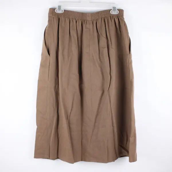 Radcliffe Brown Pleated A-Line Knee-Length Skirt Size 14 Pockets