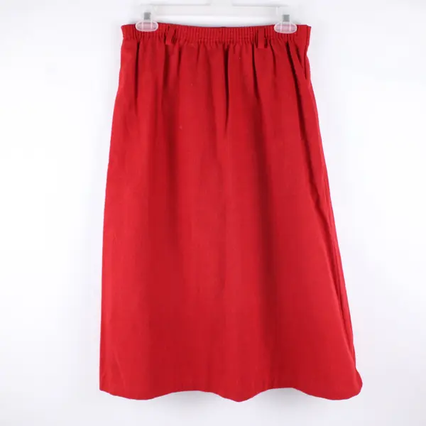Vintage Take 1 Women's Red A-Line Skirt Elastic Waist Belt Loops Size 14