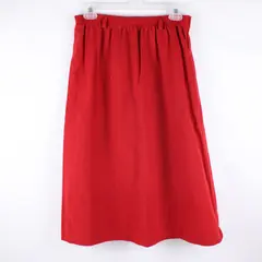 Vintage Take 1 Women's Red A-Line Skirt Elastic Waist Belt Loops Size 14