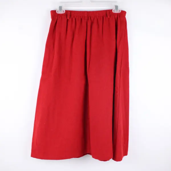 Vintage Take 1 Women's Red A-Line Skirt Elastic Waist Belt Loops Size 14