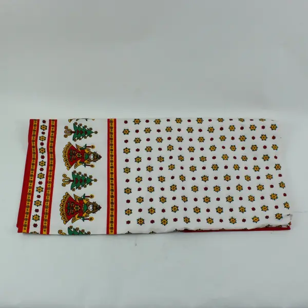 Vintage Kolf Austrian Christmas Folk Art Cotton Tablecloth 50 x 52 FLAWED