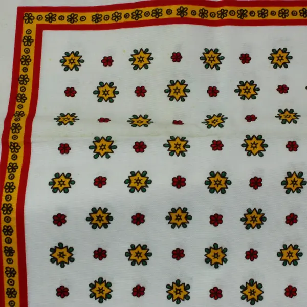 Vintage Kolf Austrian Christmas Folk Art Cotton Tablecloth 50 x 52 FLAWED