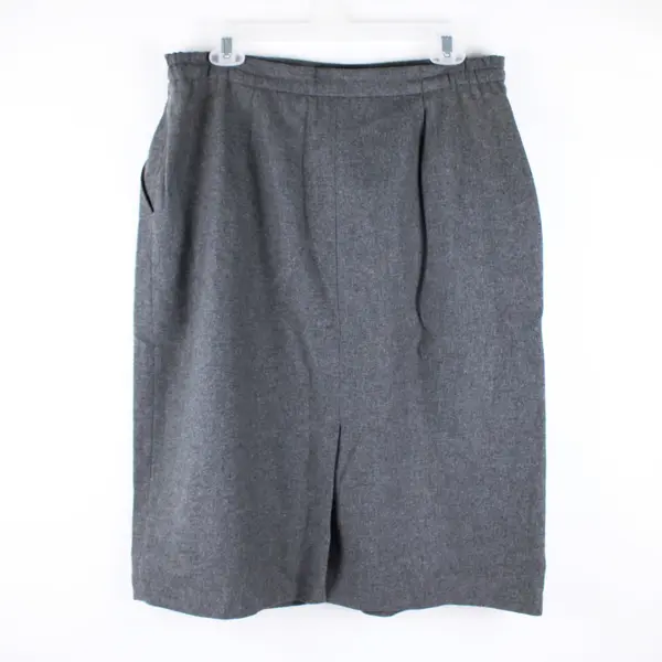 Suburban Petites Gray Pleated A-Line Button Skirt Size 16 Side Pockets