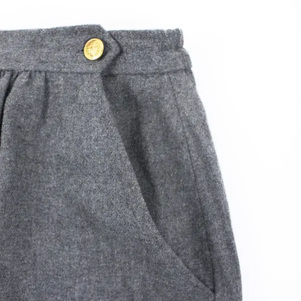 Suburban Petites Gray Pleated A-Line Button Skirt Size 16 Side Pockets