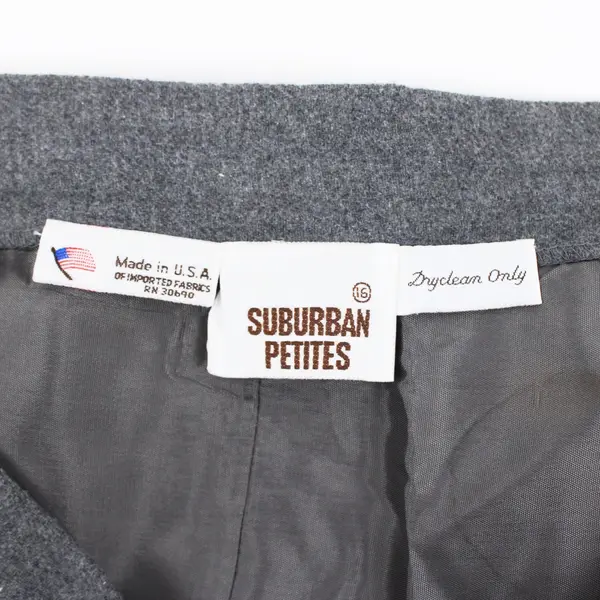 Suburban Petites Gray Pleated A-Line Button Skirt Size 16 Side Pockets