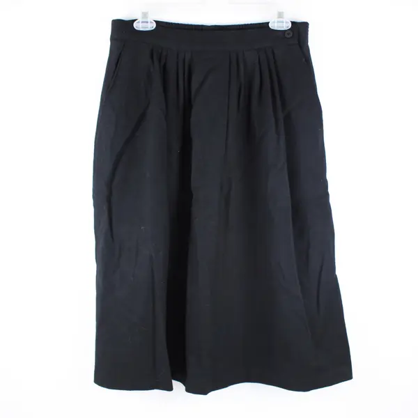 Radcliffe Women's Black Pleated A-Line Skirt Size 14 Knee Length Pockets