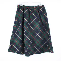 Eccobay Green Plaid Wool Blend A-Line Skirt Women's Size 12