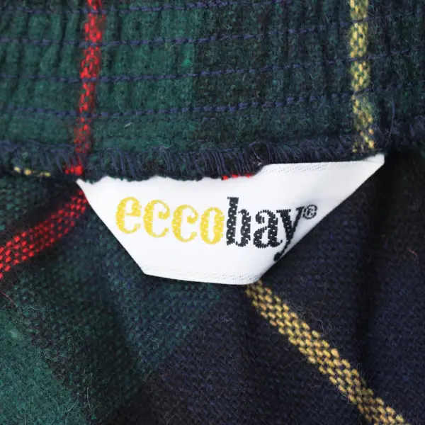 Eccobay Green Plaid Wool Blend A-Line Skirt Women's Size 12