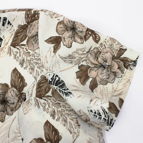 Tan Jay Petite Women's Floral Button-Down Shirt Beige Size 16