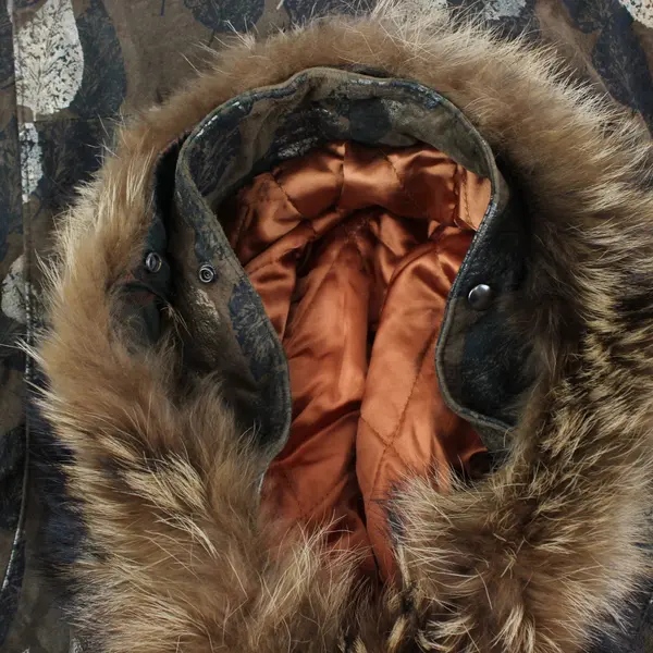 VTG Greg Bell Women's Small Brown Metallic Leaf Jacket Fur Hood