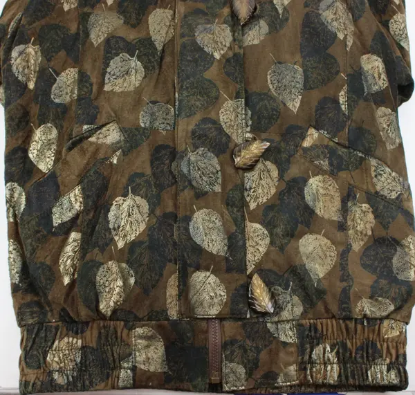 VTG Greg Bell Women's Small Brown Metallic Leaf Jacket Fur Hood