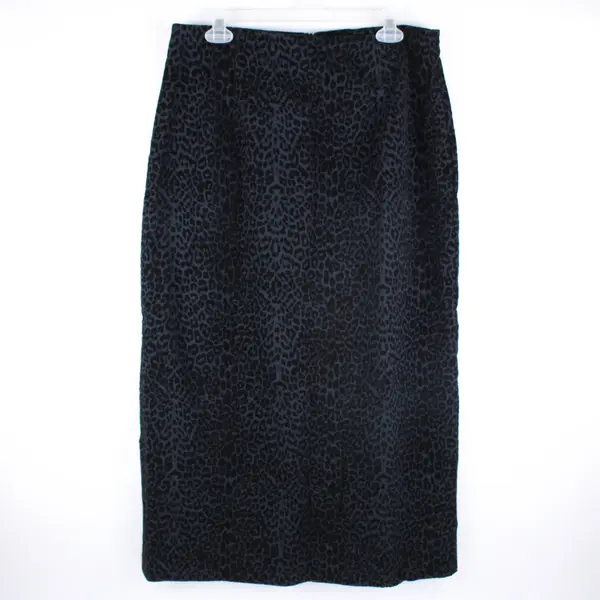 Inclinations Women's Black Velvet Cheetah Print A-Line Maxi Skirt 14