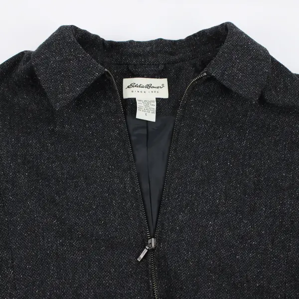 Eddie Bauer Women's Large Dark Gray Wool Blend Knit Zip Jacket