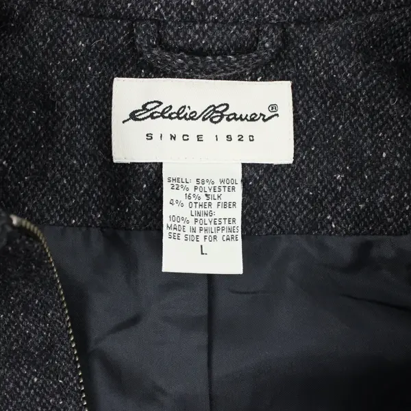 Eddie Bauer Women's Large Dark Gray Wool Blend Knit Zip Jacket