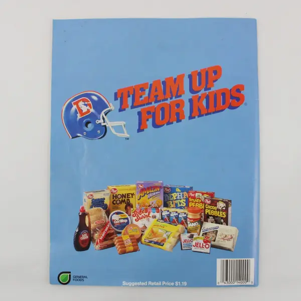 1987 Denver Broncos Unused Coloring Book General Foods