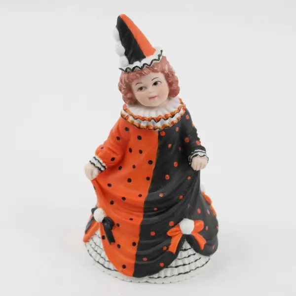 Enesco 1994 Marjorie Sarnat Clown Girl Bell Figurine Halloween 10in Tall