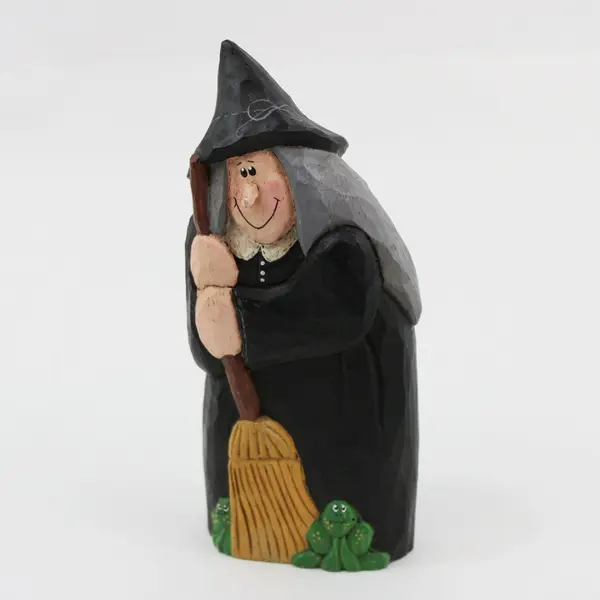 Eddie Walker Midwest Halloween Witch Figurine 9 Inch Broom Frogs