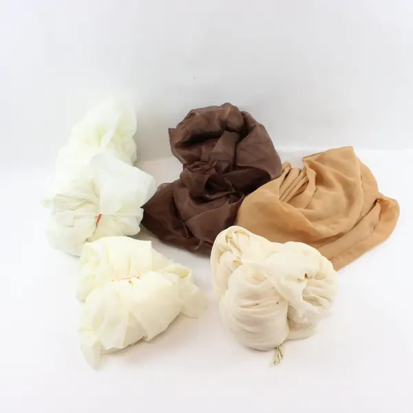 3.2 lb Brown Beige Off-White Sheer Scrap Fabric for Sewing Crafts FLAWED
