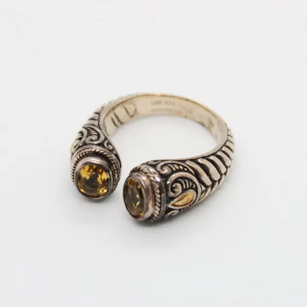 Indonesian 18K 925 Sterling Silver Citrine Ring Size 8.5