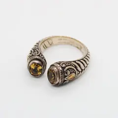 Indonesian 18K 925 Sterling Silver Citrine Ring Size 8.5
