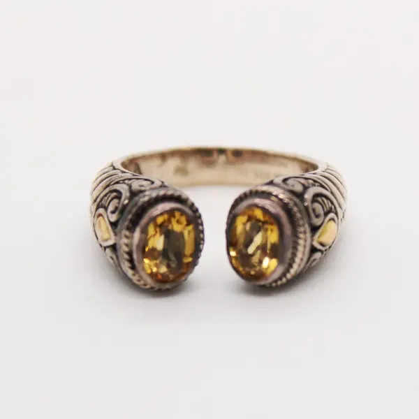 Indonesian 18K 925 Sterling Silver Citrine Ring Size 8.5