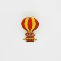 Vintage Red Yellow Hot Air Balloon Enamel Lapel Pin Gold Tone 1 in