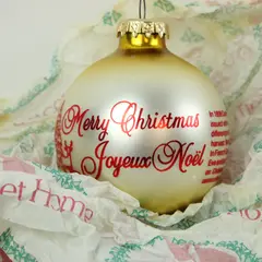 Christmas Customs of Canada Glass Ornament Merry Christmas Joyeux Noel 4" Tall