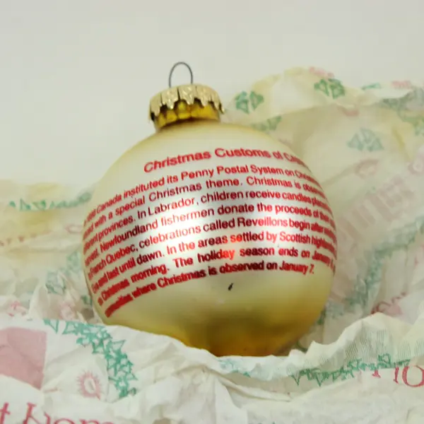 Christmas Customs of Canada Glass Ornament Merry Christmas Joyeux Noel 4" Tall