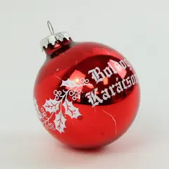 Hungarian Red Christmas Ball Ornament Boldog Karácsony Hungarian Greeting 3.75"