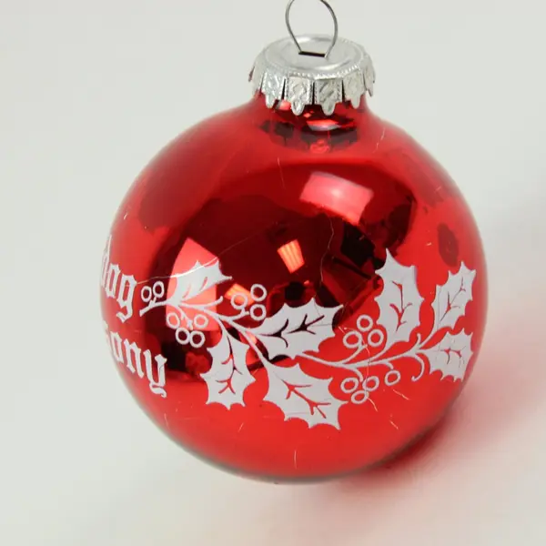 Hungarian Red Christmas Ball Ornament Boldog Karácsony Hungarian Greeting 3.75"