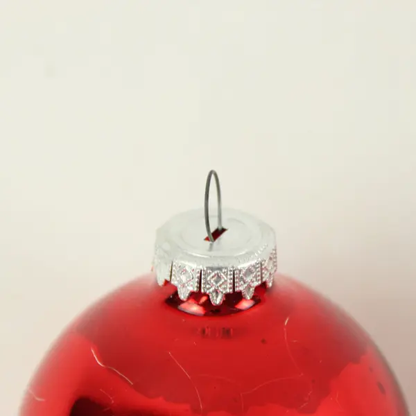 Lot of 2 Red Glass Christmas Ornaments Merry Christmas 4in BRAILLE-Style